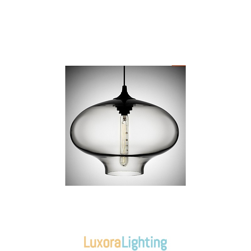 Designer Touch Decorative 1 Light Modern Glass White and Blue Transparent Pendant Light