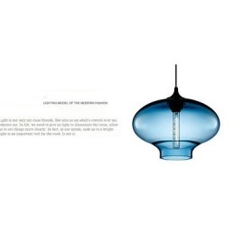 Designer Touch Decorative 1 Light Modern Glass White and Blue Transparent Pendant Light