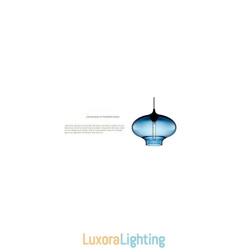 Designer Touch Decorative 1 Light Modern Glass White and Blue Transparent Pendant Light
