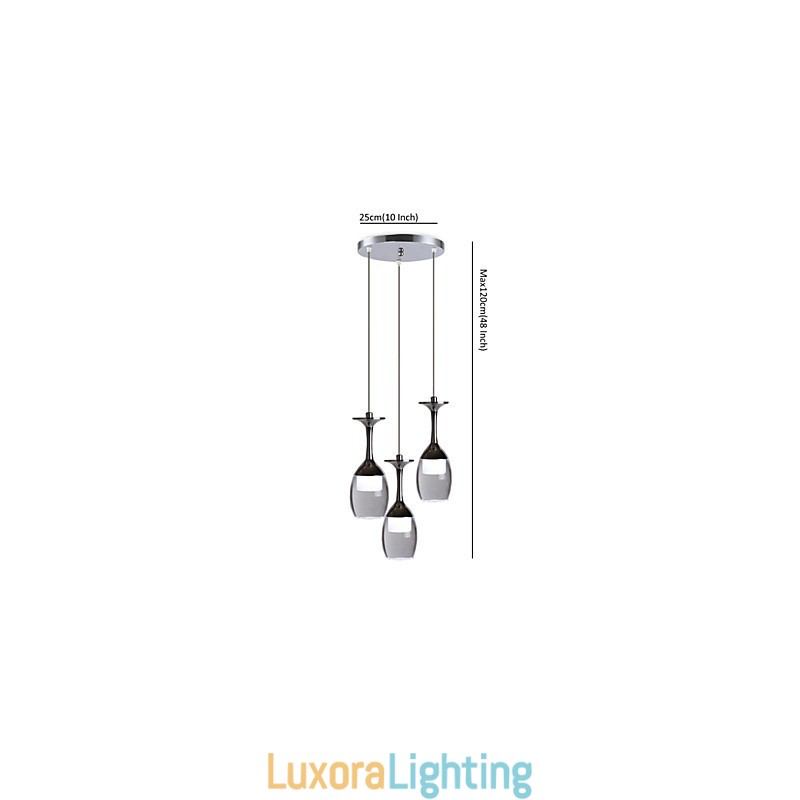 Designer Touch Decorative Pendant Lights 3 Lights Round Backplate Modern Contemporary Metal