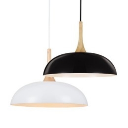 Designer Touch Decorative Mini Artistic Pendant Lamp 1 Light Modern Simplicity Black White Finish Aluminum & Wooden Droplight