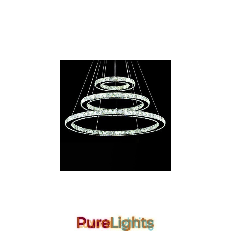 Designer Touch Decorative Dimmable Crystal Pendant Light Modern Circular Chandelier Lighting Lamps Cool White Round Ceiling Lights Fixtures with Remote Control