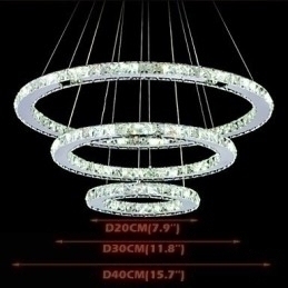 Designer Touch Decorative Dimmable Crystal Pendant Light Modern Circular Chandelier Lighting Lamps Cool White Round Ceiling Lights Fixtures with Remote Control