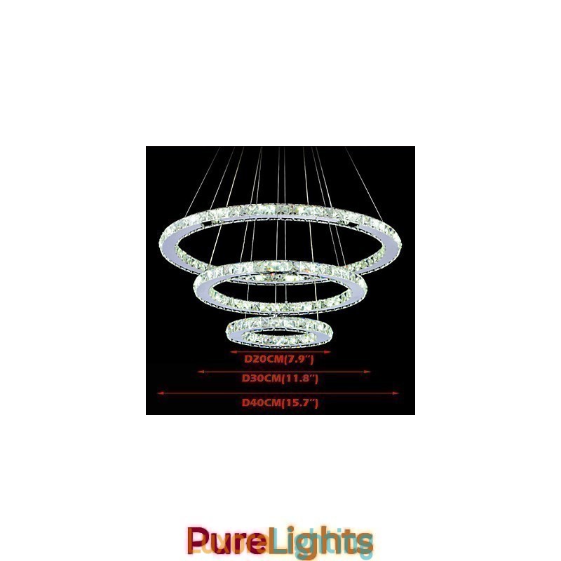 Designer Touch Decorative Dimmable Crystal Pendant Light Modern Circular Chandelier Lighting Lamps Cool White Round Ceiling Lights Fixtures with Remote Control