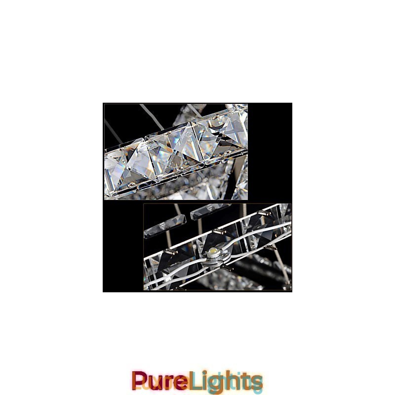 Designer Touch Decorative Dimmable Crystal Pendant Light Modern Circular Chandelier Lighting Lamps Cool White Round Ceiling Lights Fixtures with Remote Control