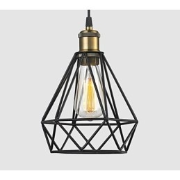 Designer Touch Decorative Industrial Wire CAGE PENDANT LIGHT Cafe Loft Warehouse Lighting Black Cord