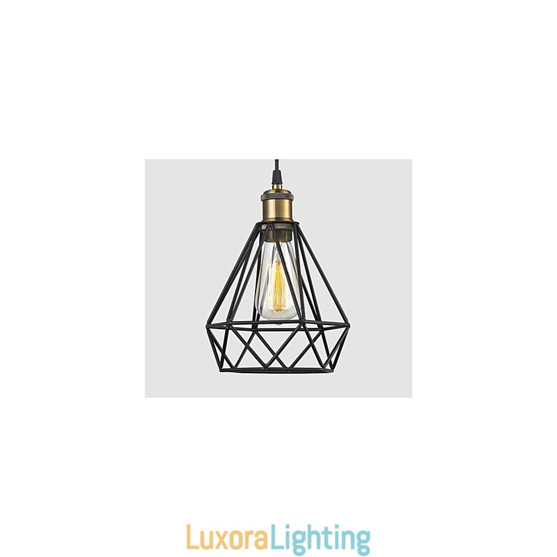 Designer Touch Decorative Industrial Wire CAGE PENDANT LIGHT Cafe Loft Warehouse Lighting Black Cord