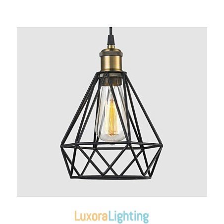Designer Touch Decorative Industrial Wire CAGE PENDANT LIGHT Cafe Loft Warehouse Lighting Black Cord
