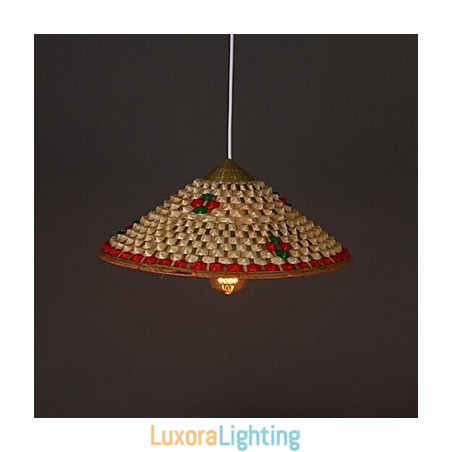Designer Touch Decorative Coffee Bamboo Hats Hat Chandelier Lamp