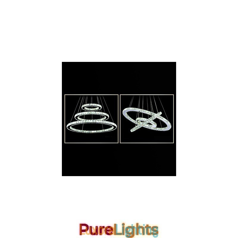 Designer Touch Decorative Dimmable Crystal Pendant Light Modern Circular Chandelier Lighting Lamps Cool White Round Ceiling Lights Fixtures with Remote Control