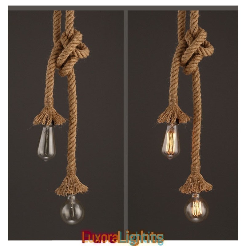 Designer Touch Decorative 1 Light DIY Art Hemp Rope Light Creative Hemp Rope Chandelier Long 100cm