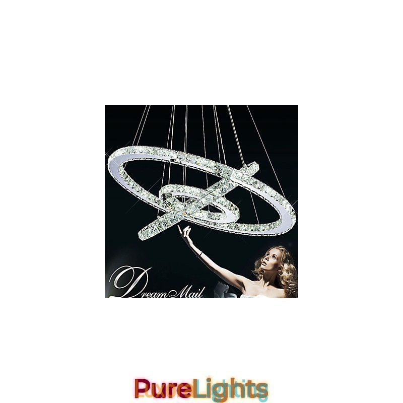 Designer Touch Decorative Dimmable Crystal Pendant Light Modern Circular Chandelier Lighting Lamps Cool White Round Ceiling Lights Fixtures with Remote Control