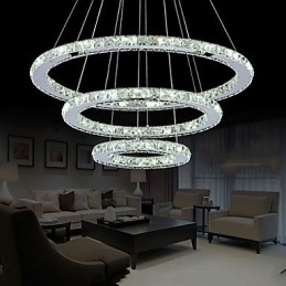Designer Touch Decorative Dimmable Crystal Pendant Light Modern Circular Chandelier Lighting Lamps Cool White Round Ceiling Lights Fixtures with Remote Control