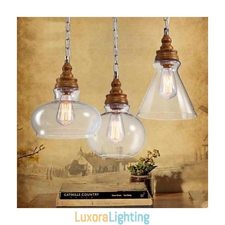 Designer Touch Decorative Wood Grain Crystal Droplight Cafe Lighting Lamps And Lanterns