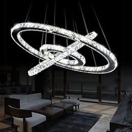 Designer Touch Decorative Dimmable Crystal Pendant Light Modern Circular Chandelier Lighting Lamps Cool White Round Ceiling Lights Fixtures with Remote Control