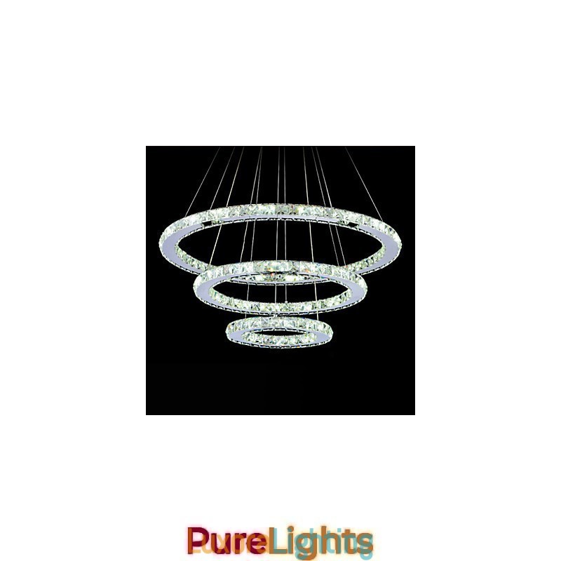 Designer Touch Decorative Dimmable Crystal Pendant Light Modern Circular Chandelier Lighting Lamps Cool White Round Ceiling Lights Fixtures with Remote Control