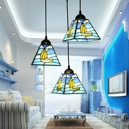 Designer Touch Decorative Stained Glass Contemporary And Contracted Mediterranean Single Head Sailing Line Droplight Lamp Pendant Light
