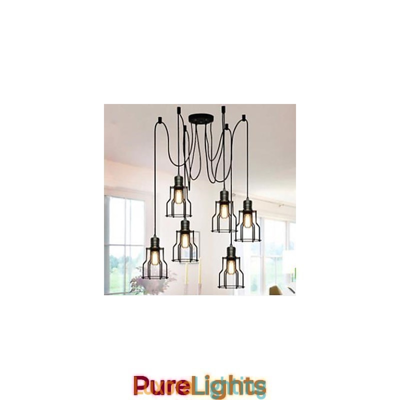 Designer Touch Decorative American Country Industrial Individuality Creative Sitting Six small Hob Head Droplight