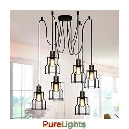 Designer Touch Decorative American Country Industrial Individuality Creative Sitting Six small Hob Head Droplight