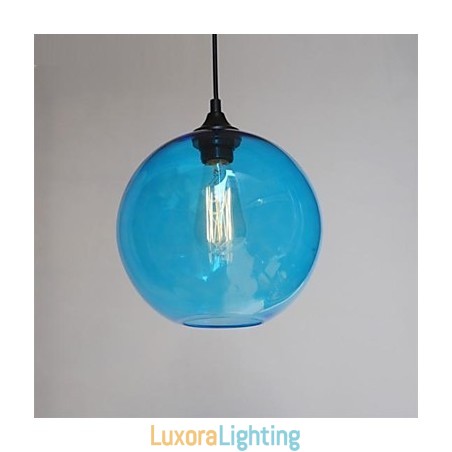 Designer Touch Decorative Modern Glass Pendant in Round blue Bubble Design