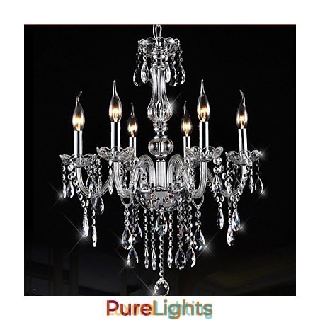 Designer Touch Decorative 6 Arms Vintage Luxury Lighting K9 Crystal Chandelier Ceiling Pendant Light