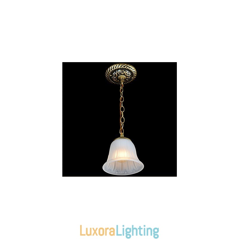 Designer Touch Decorative Bronze Pendant Light Pattern Glass Shade European Retro Classic