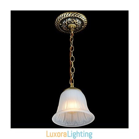 Designer Touch Decorative Bronze Pendant Light Pattern Glass Shade European Retro Classic