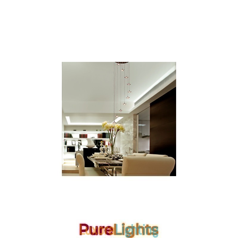 Designer Touch Decorative Modern Contemporary Crystal Mini Style Chrome Metal Pendant Light