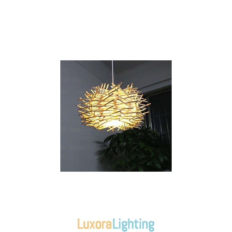 Designer Touch Decorative Contemporary and contracted droplight 1 light wooden hand woven