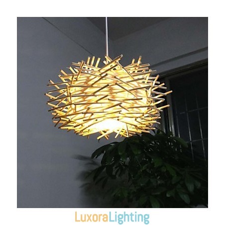 Designer Touch Decorative Contemporary and contracted droplight 1 light wooden hand woven