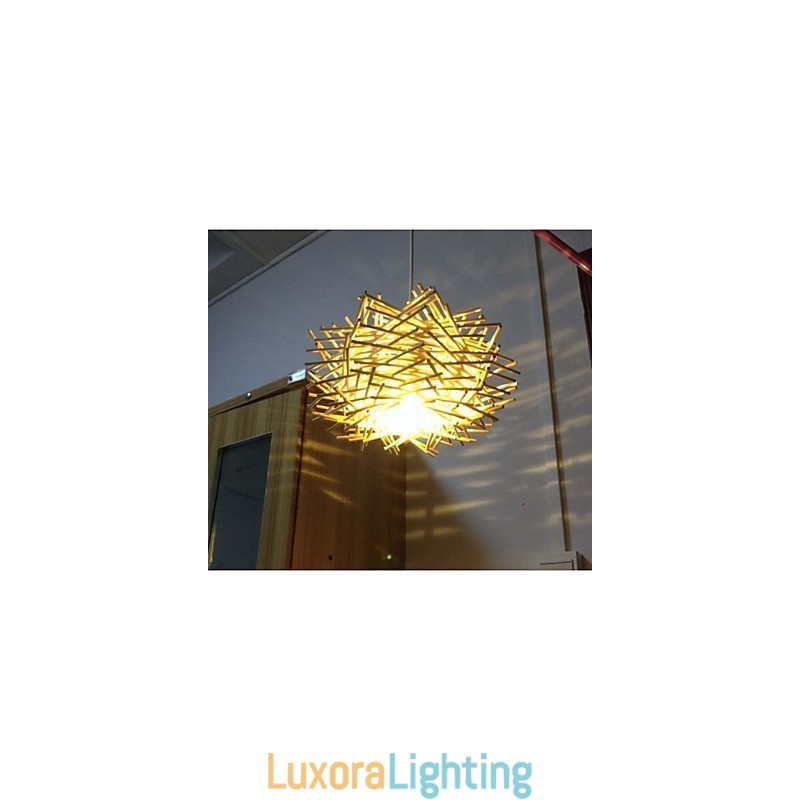 Designer Touch Decorative Contemporary and contracted droplight 1 light wooden hand woven