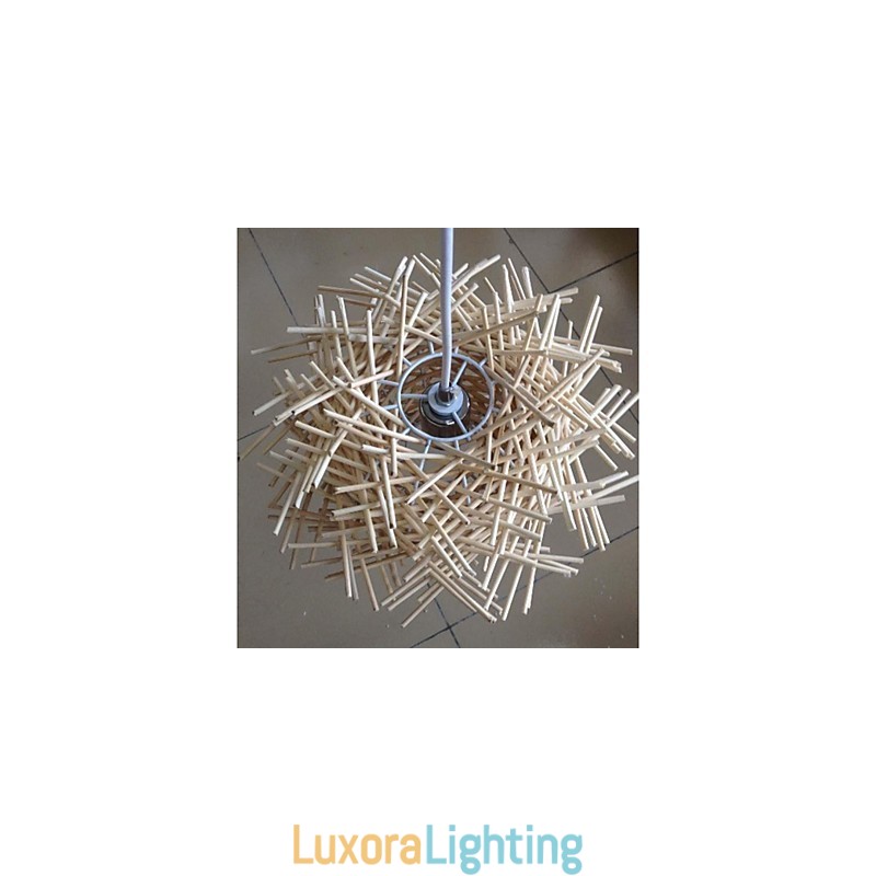 Designer Touch Decorative Contemporary and contracted droplight 1 light wooden hand woven