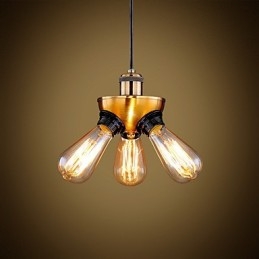 Designer Touch Decorative American Country Industrial Copper Head Three Feet Droplight Lamp