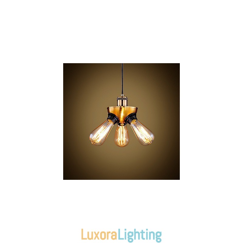 Designer Touch Decorative American Country Industrial Copper Head Three Feet Droplight Lamp