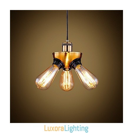 Designer Touch Decorative American Country Industrial Copper Head Three Feet Droplight Lamp
