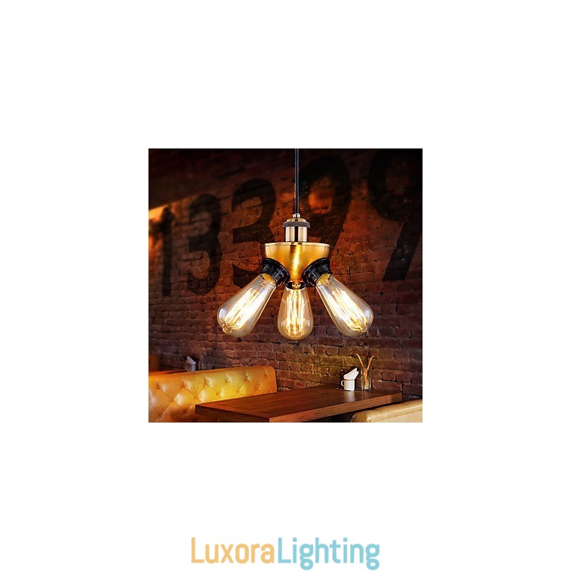 Designer Touch Decorative American Country Industrial Copper Head Three Feet Droplight Lamp