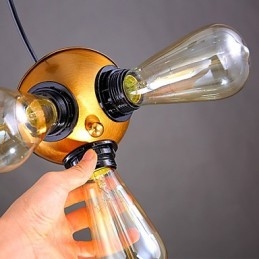 Designer Touch Decorative American Country Industrial Copper Head Three Feet Droplight Lamp