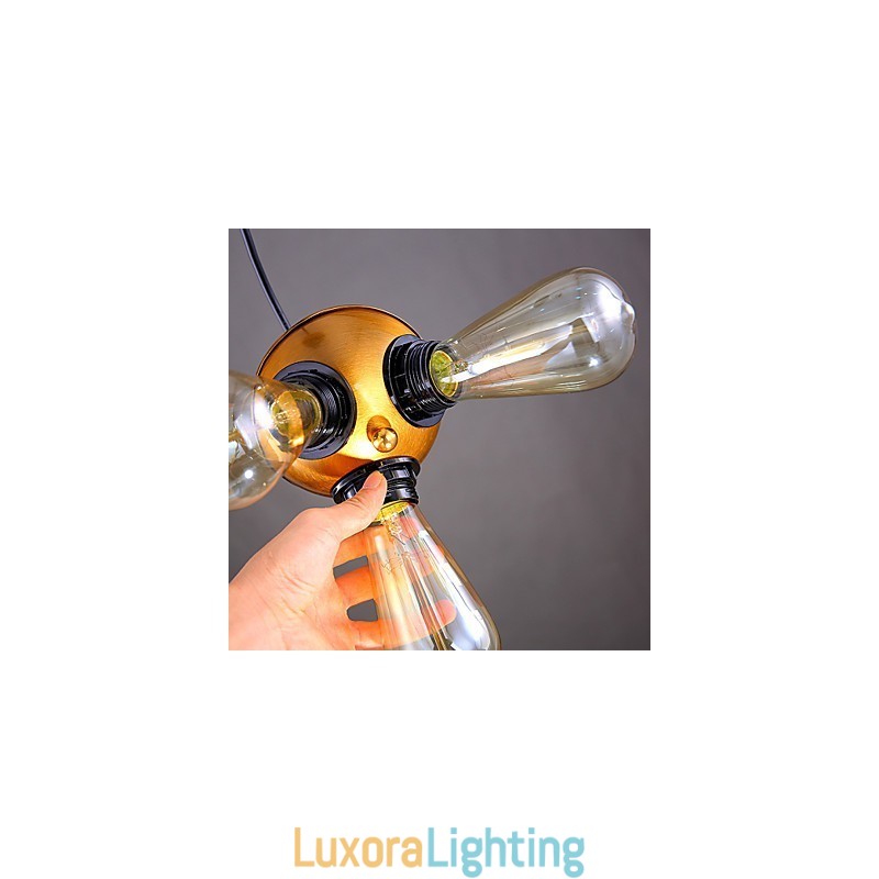 Designer Touch Decorative American Country Industrial Copper Head Three Feet Droplight Lamp