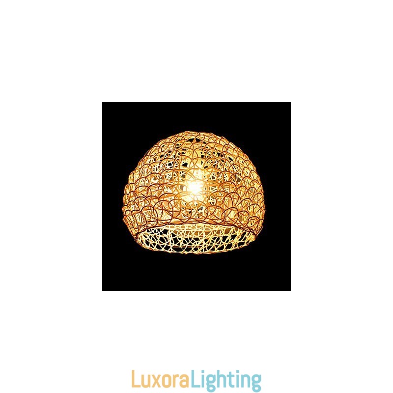 Designer Touch Decorative Modern Rural Cany Art Woven Rattan Single Head Droplight Lamp