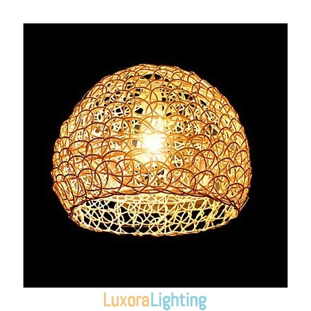 Designer Touch Decorative Modern Rural Cany Art Woven Rattan Single Head Droplight Lamp