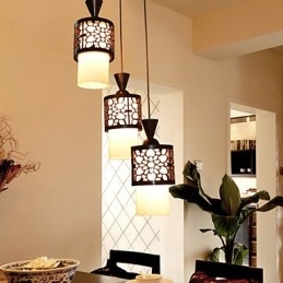 Designer Touch Decorative Modern Chinese Style Classical Solid Wood Drum Creative Single Head Droplight Lamp Light