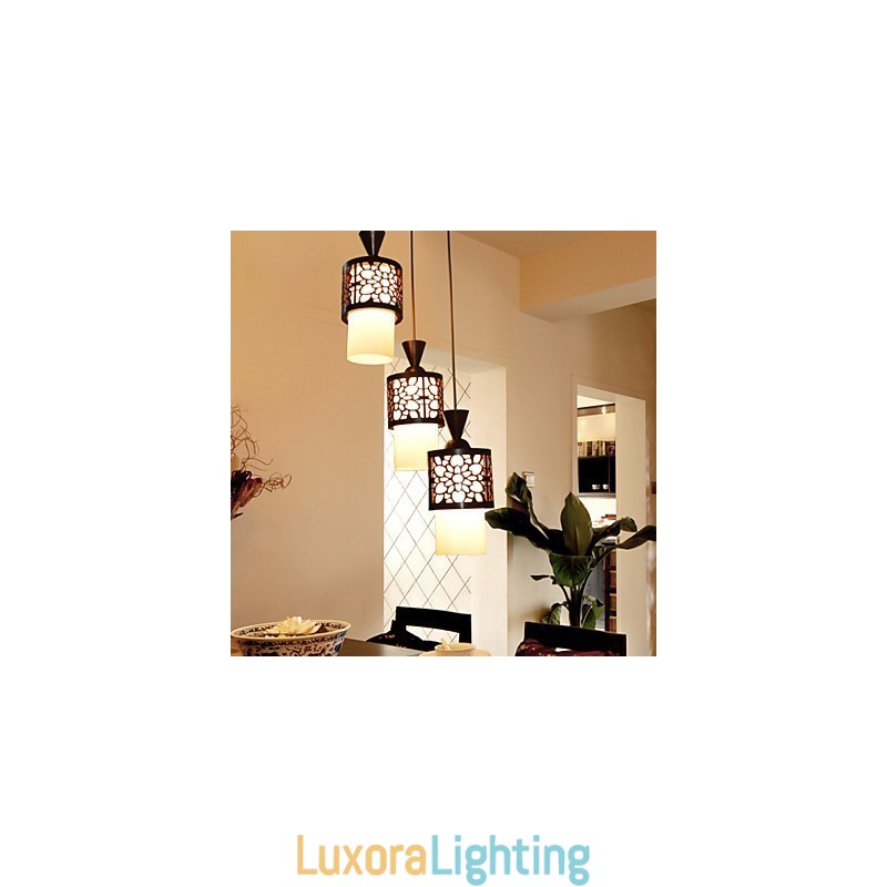 Designer Touch Decorative Modern Chinese Style Classical Solid Wood Drum Creative Single Head Droplight Lamp Light