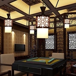 Designer Touch Decorative Modern Chinese Style Classical Solid Wood Drum Creative Single Head Droplight Lamp Light