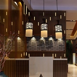 Designer Touch Decorative Modern Chinese Style Classical Solid Wood Drum Creative Single Head Droplight Lamp Light