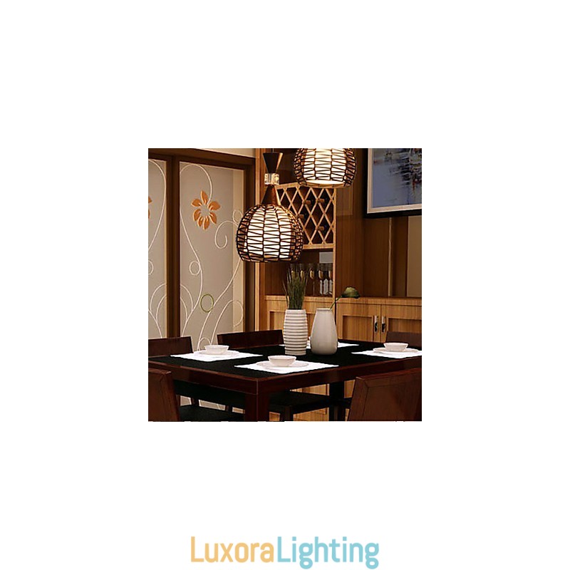 Designer Touch Decorative Rural Cany Art Weaving Classical Contracted Droplight Lamp Light