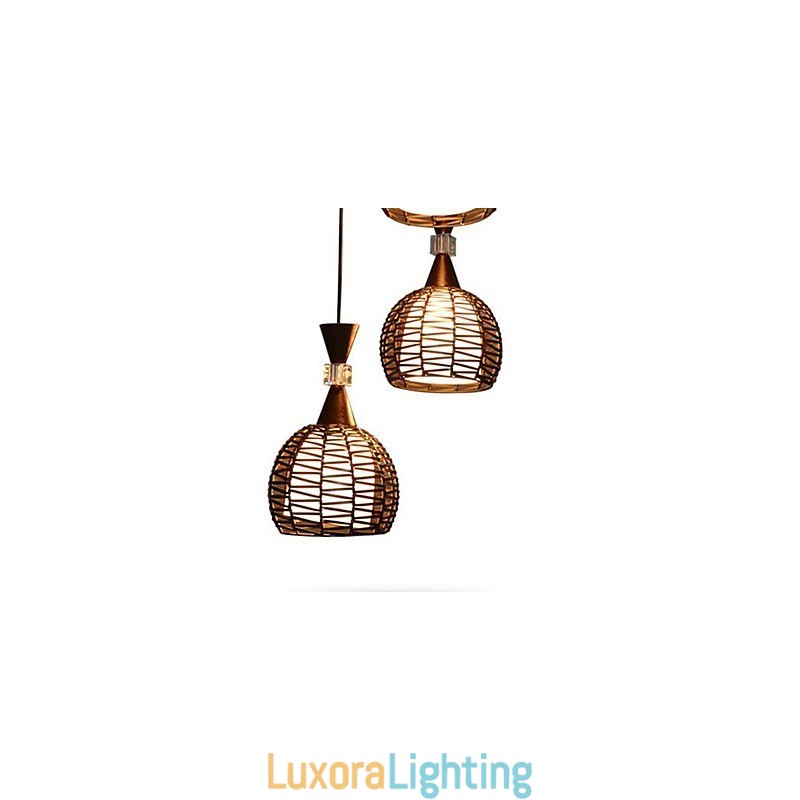 Designer Touch Decorative Rural Cany Art Weaving Classical Contracted Droplight Lamp Light