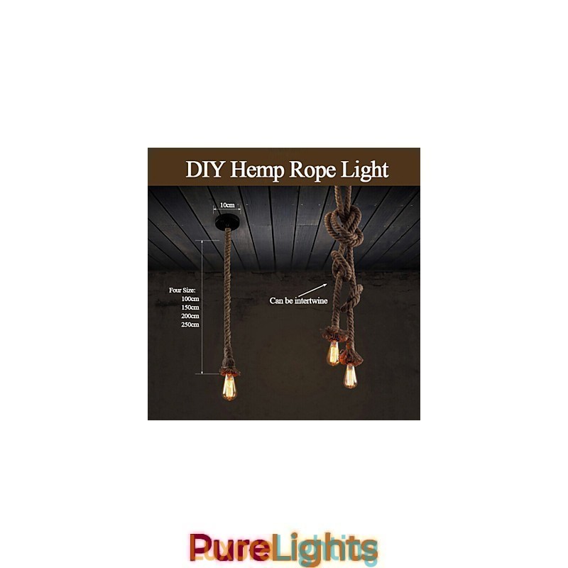 Designer Touch Decorative 1 Light DIY Art Hemp Rope Light Creative Hemp Rope Chandelier Long 100cm