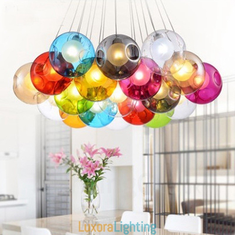 Creative The Nordic Color Restoring Ancient Ways Goldfish Bowl Glass Creative Droplight Lamp Light (If you order multiple glass balls it will come with one pendant fixed) (Please select the Quantity and Colour of the glass ball below)