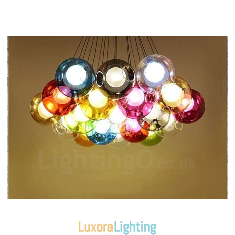Creative The Nordic Color Restoring Ancient Ways Goldfish Bowl Glass Creative Droplight Lamp Light (If you order multiple glass balls it will come with one pendant fixed) (Please select the Quantity and Colour of the glass ball below)