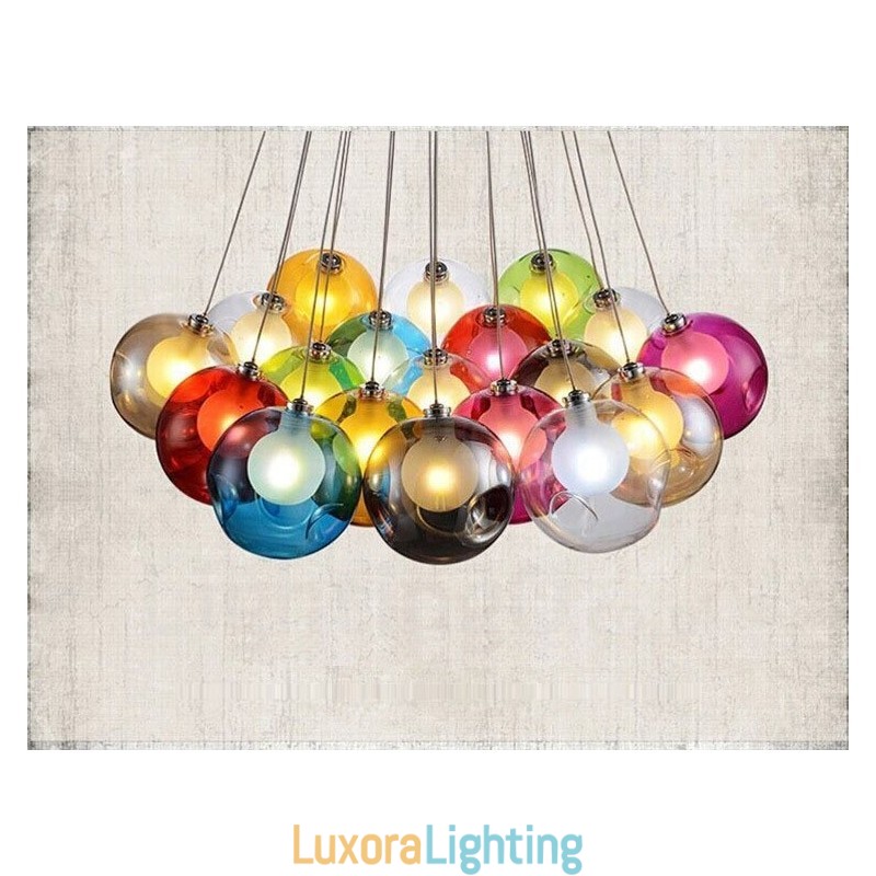 Creative The Nordic Color Restoring Ancient Ways Goldfish Bowl Glass Creative Droplight Lamp Light (If you order multiple glass balls it will come with one pendant fixed) (Please select the Quantity and Colour of the glass ball below)